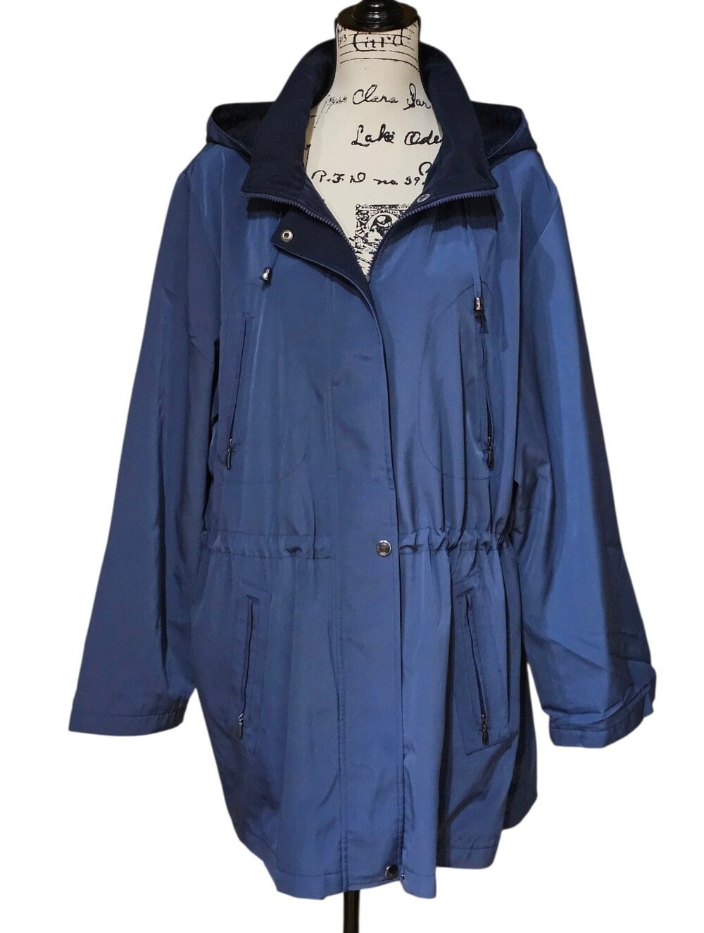 croft & barrow Navy Blue Hooded Trench Coat